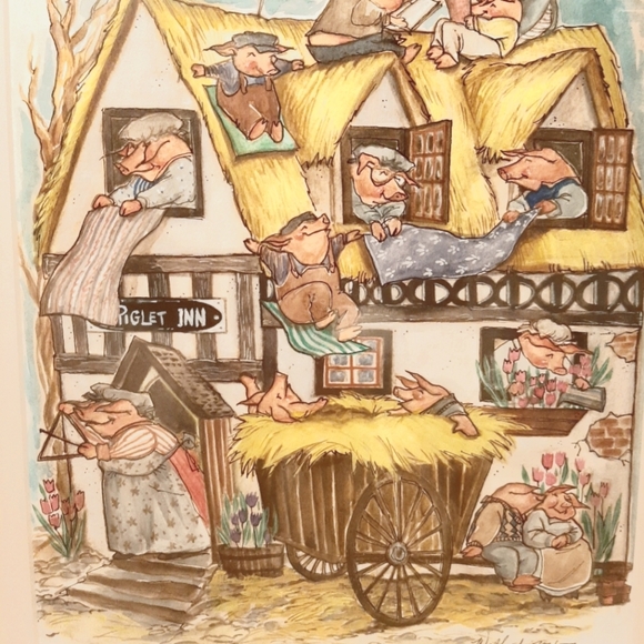 Susan Welland 2001 Watercolor Print. Piglet Inn - Picture 1 of 4